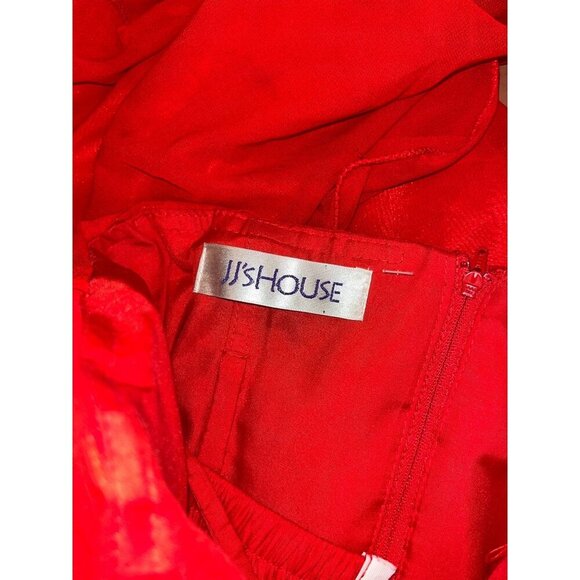 JJ'S House Red Strapless Ruffled Floral Rhinestone Accents Women's Mini Dress Si - Picture 9 of 9